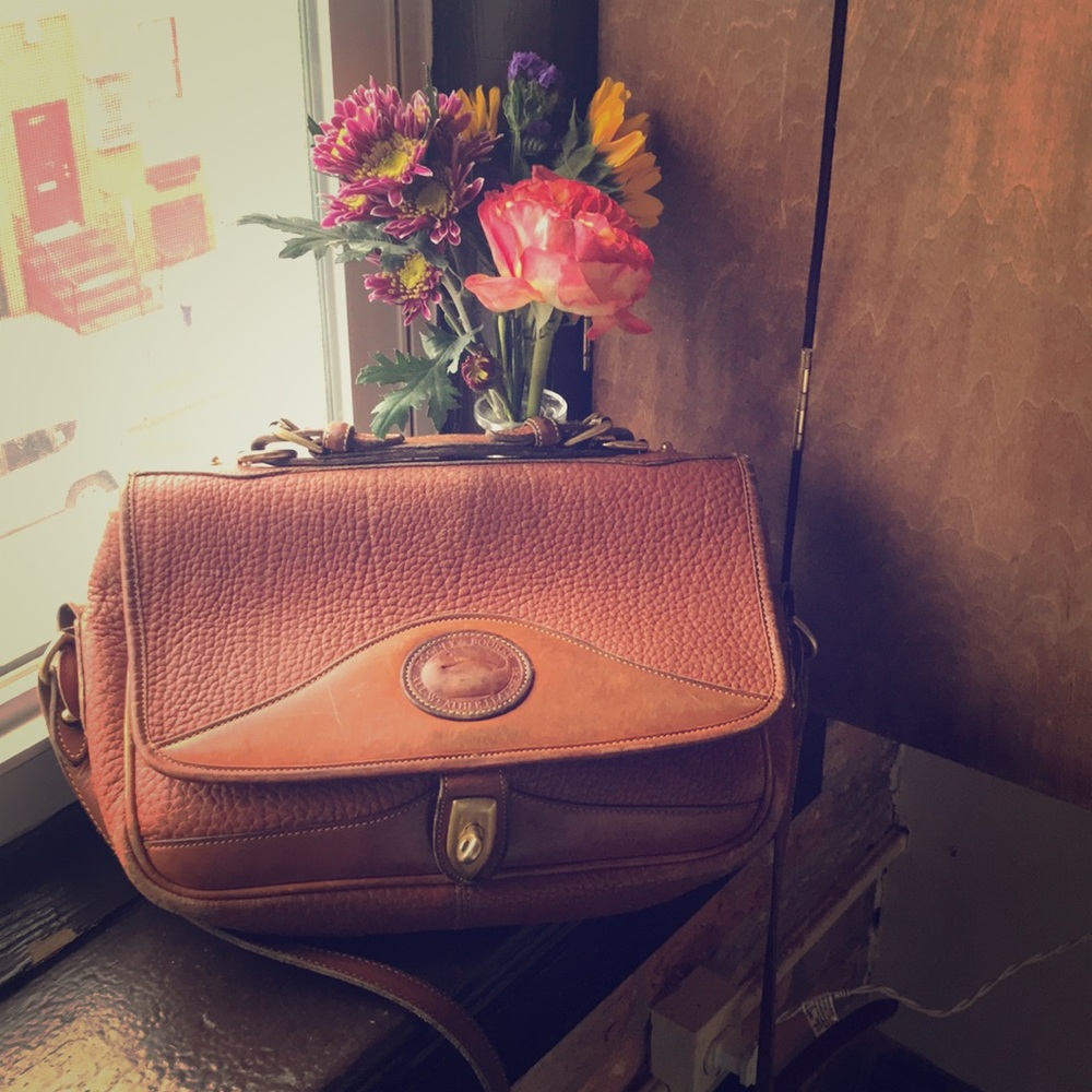 Vintage Dooney & Bourke Brown Leather Satchel Bag